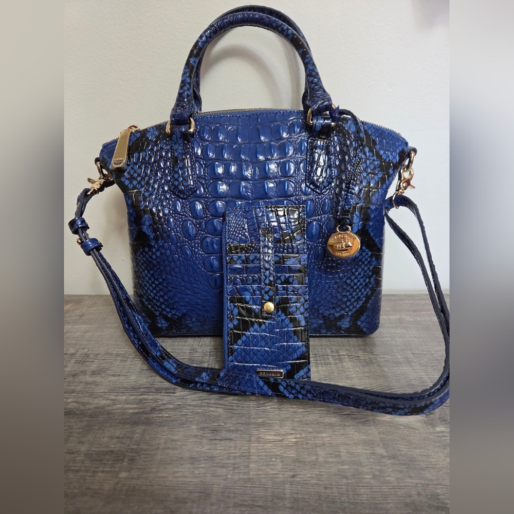 NWT BRAHMIN SAPPHIRE DUXBURY SATCHEL w/Credit Card WALLET - Picture 5 of 11